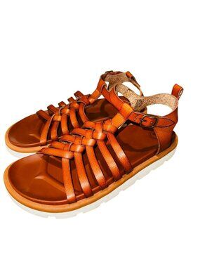Wonder Nation Brown Gladiator Jesus Sandal Women 8 Woven Vegan Leather Boho Beac